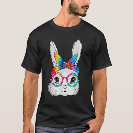 T-shirt Lunettes de soleil visage lapin Tie Dye Lunettes d (Devant)
