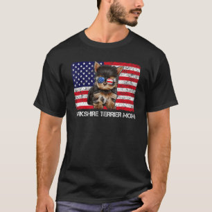 T-shirt Lunettes de soleil Yorkshire Terrier Maman Drapeau