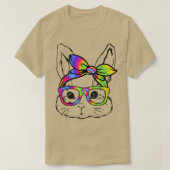 T-shirt Lunettes de teinture à visage lapin Happy Pâques D (Design devant)
