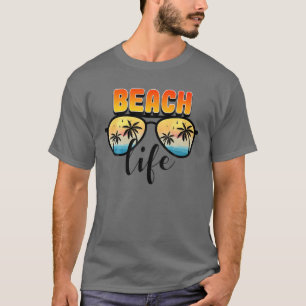 T-shirt Lunettes de vie de plage Soleil Été Vavation en fa