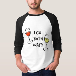 T-shirt Lunettes de vin de dessin Je vais les deux façons