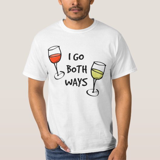 T-shirt Lunettes de vin de dessin Je vais les deux façons  (Devant)