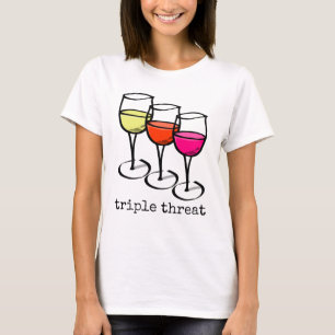 T-shirt Lunettes de vin de dessin triple menace drôle Winn