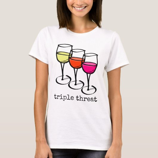 T-shirt Lunettes de vin de dessin triple menace drôle Winn (Devant)