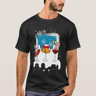 T-shirt Lunettes de vin de Noël Père Noël Stocker Cloches 