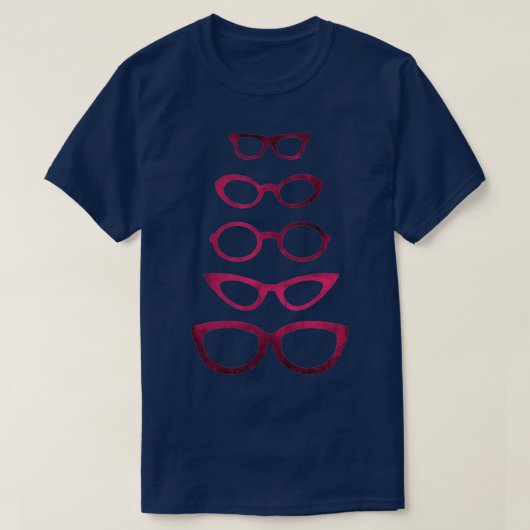 T-shirt Lunettes De Vue Rouge Foncé Sous Diverses Formes (Design devant)