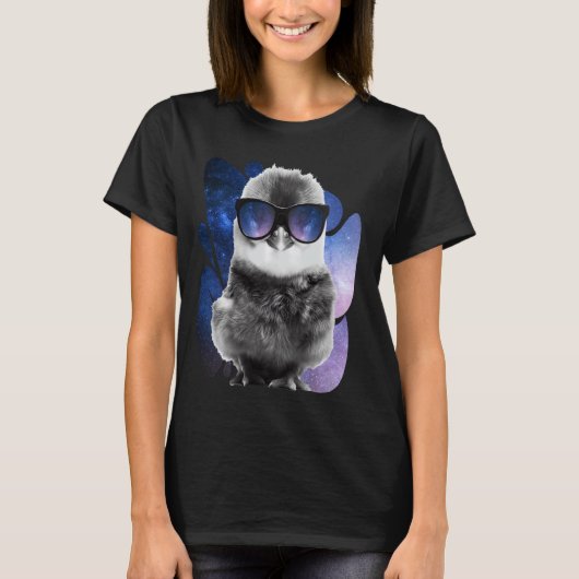 T-shirt Lunettes d'espace poule Baby Chick Galaxy Lunettes (Devant)