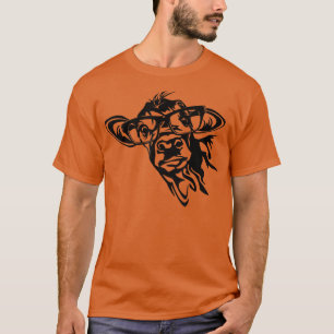 T-shirt Lunettes drôles de génisse tête de veau éleveur de