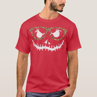 T-shirt Lunettes Empreintes de léopard Hallowen Citrouille