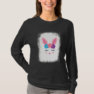 T-shirt Lunettes léopard à visage de lapin blanchies Happy