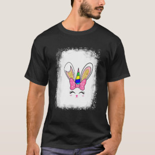 T-shirt Lunettes léopard à visage de lapin blanchies Happy