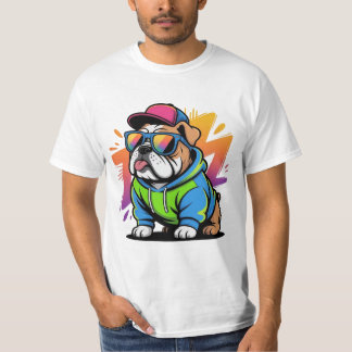 T-shirt Lunettes Rétro de Rue Cool Bulldog
