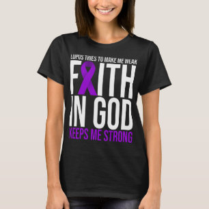 T-shirt Lupus Awareness Faith God Survivant Purple Ribbon
