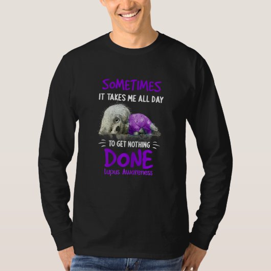 T-shirt Lupus Awareness Ribbon Your Battle My Battle Dog (Devant)