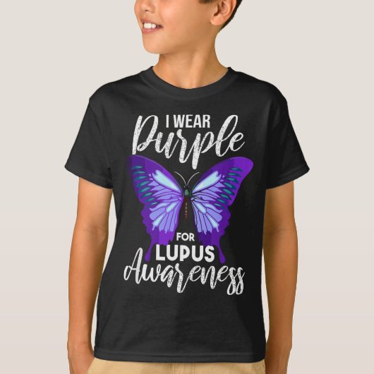 T-shirt Lupus Sensibilisation Papillon pourpre Motivation (Devant)