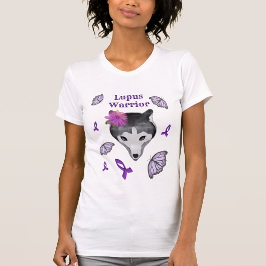 T-shirt Lupus Warrif Wolf Purple Ribbon Papillon (Devant)