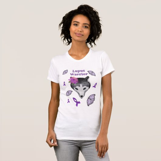 T-shirt Lupus Warrif Wolf Purple Ribbon Papillon (Devant entier)
