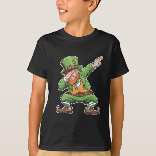 T-shirt Lutin de la Saint-Patrick Dab Dabbing en vert (Devant)