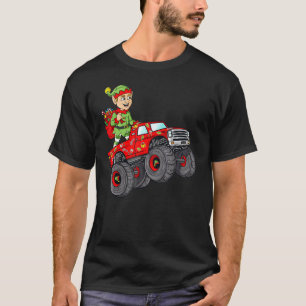 T-shirt Lutin de Noël conduisant un camion monstre garçons