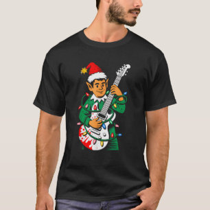 T-shirt Lutin de Noël Rocker Santa Rock Main Xmas Équipe M