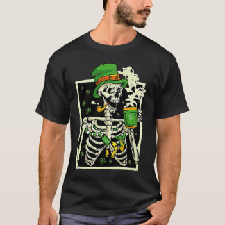 T-shirt Lutrin de squelette chanceux buvant du café St-Pat
