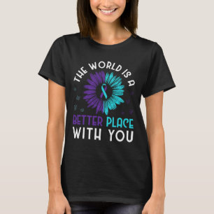 T-shirt Lutte Contre Le Suicide Ribbo Turquoise Et Violet