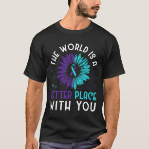 T-shirt Lutte Contre Le Suicide Ribbo Turquoise Et Violet