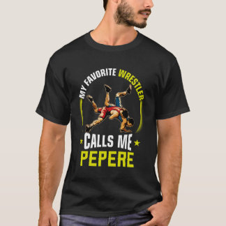 T-shirt Lutte Hommes Drôle Mon Lutteur Préféré M'appelle 