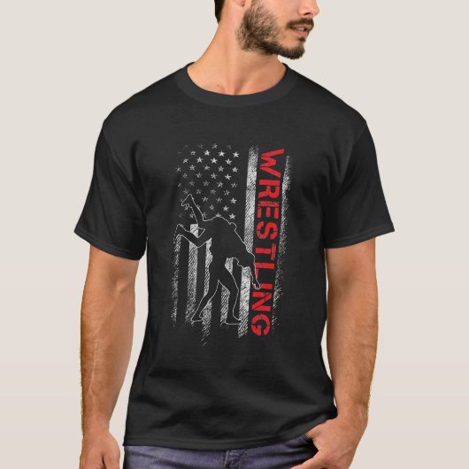 T-shirt Lutter American Flag USA Citation Wrestler (Devant)