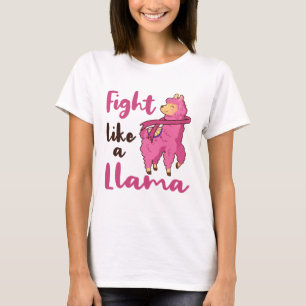 T-shirt Lutter comme une Llama Cancer du sein guerrier