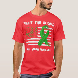 T-shirt Lutter contre la Stigma Green American Drapeau san
