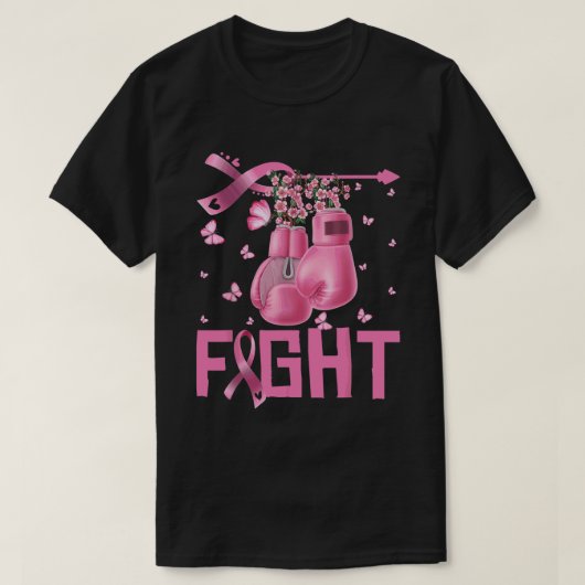 T-shirt Lutter Contre le cancer du sein Gants de boxe Guer (Design devant)