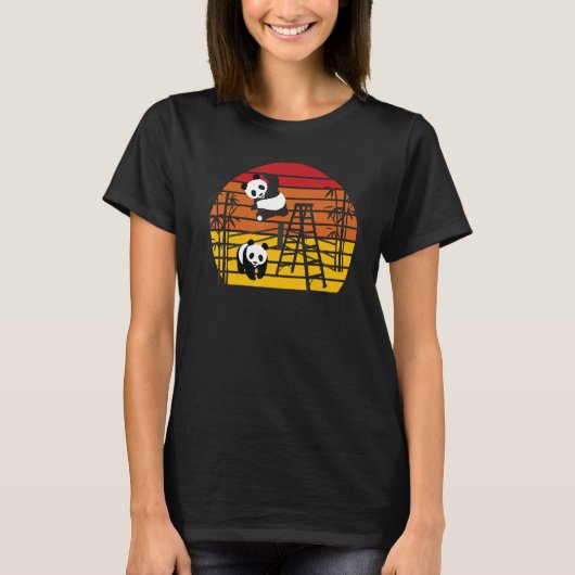 T-shirt Lutter Pandas chinois Bambou mangeant des animaux (Devant)