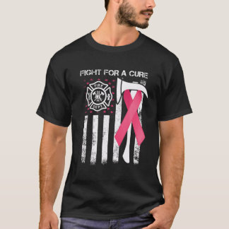 T-shirt Lutter Pour Un Drapeau Américain Cure Pompier Canc