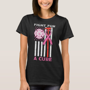 T-shirt Lutter Pour Un Pompier Cure Us Drapeau Cancer Du S