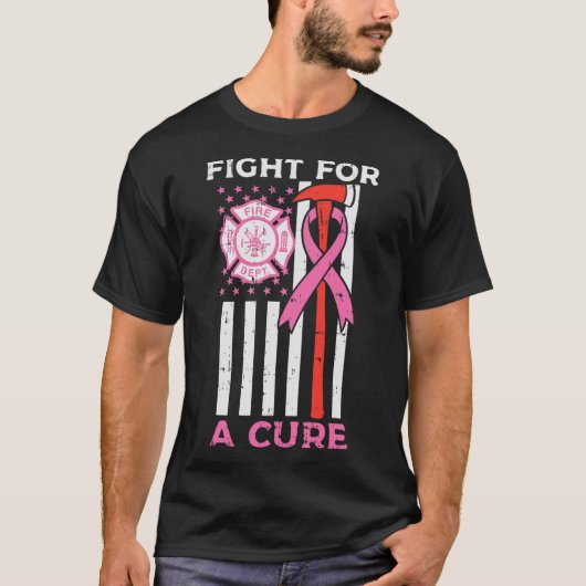 T-shirt Lutter Pour Un Pompier En Cure US Drapeau Cancer D (Devant)