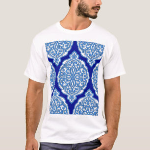 T-shirt Luxe blanc-bleu, ornement turc.