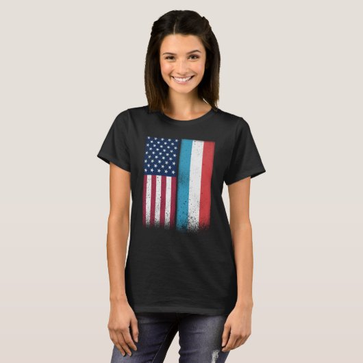 T-shirt Luxembourg Flag Shirt USA Et Luxembourg Flags Pro (Devant entier)