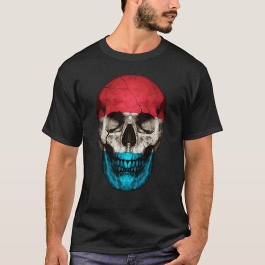 T-shirt Luxembourg Flag Skull Luxembourger Roots Proud Pat (Devant)