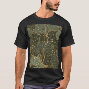 T-shirt Luxueux Ginkgo Gold Line Art