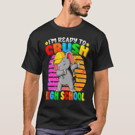 T-shirt Lycée Dabbing Elephant Retour À L'École Backpa (Devant)