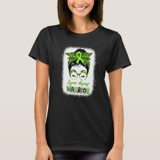 T-shirt Lyme Maladie Sensibilisation Messy Bun Leopard Rib