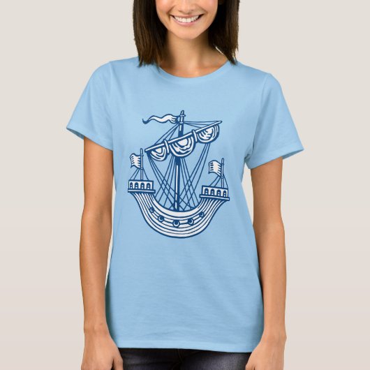 T-shirt Lymphad (Bateau héraldique) - Indigo Style Blue (Devant)