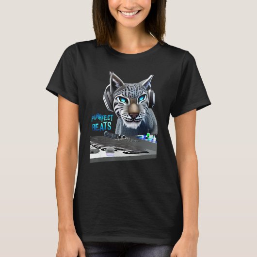 T-shirt Lynx Music Beats Bobcat Animal Musician (Devant)