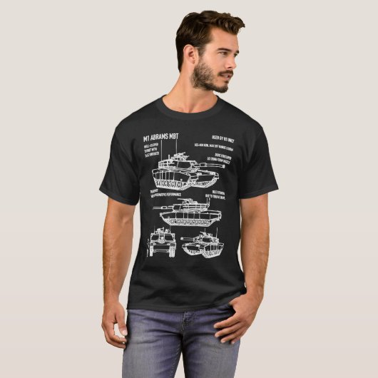 T-shirt M1 Réservoirs Abrams Schéma de reconnaissance Plan (Devant entier)