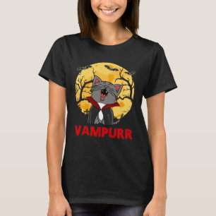 T-shirt M2qP Rétro Vampurr Chat Vampire Mignon Joyeux Hall