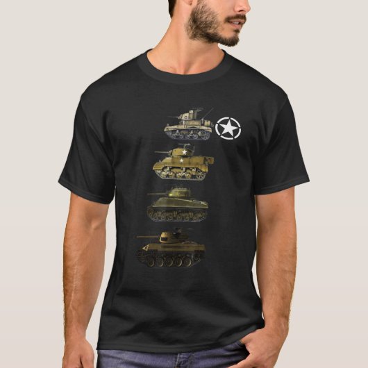 T-shirt M4 Sherman M18 Hellcat M5 Stuart M3 Stuart America (Devant)