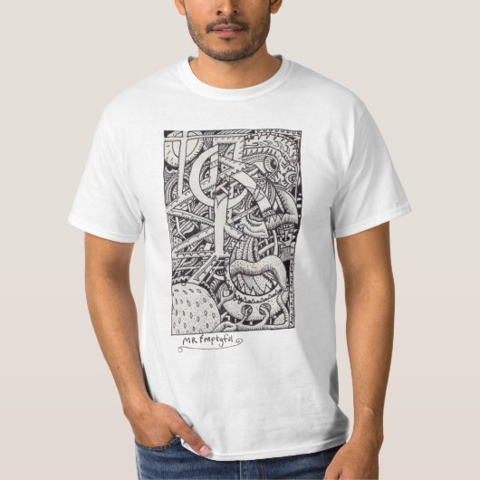 T-shirt M. Emptyful, dessin à encre (Devant)