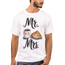 M. et Mme Cute Café et Croissant Couple Desi