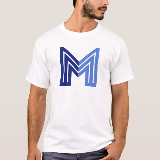 T-shirt M Géométrique Abstrait Bleu (Devant)